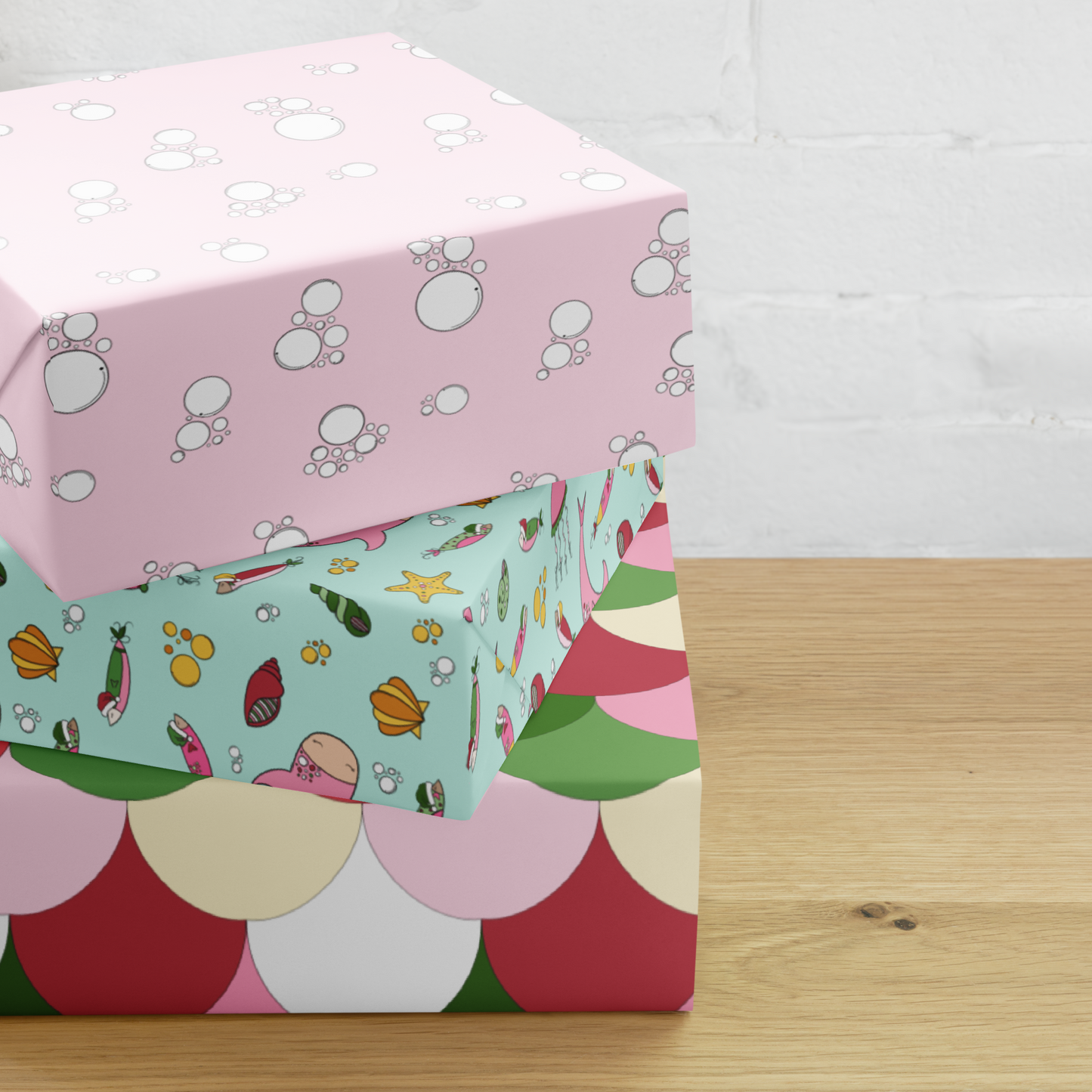 under the christmas sea wrapping paper sheets